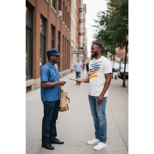 NWT Oneita Men's 2XL White USPS Love Brush USA 22 Stamp Single Stitch T-Shirt